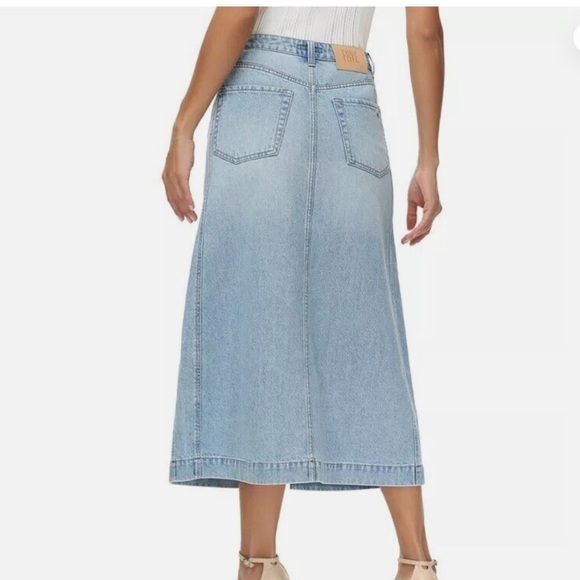 Frye Front-Slit Seamed Denim Maxi Skirt - Picture 3 of 8